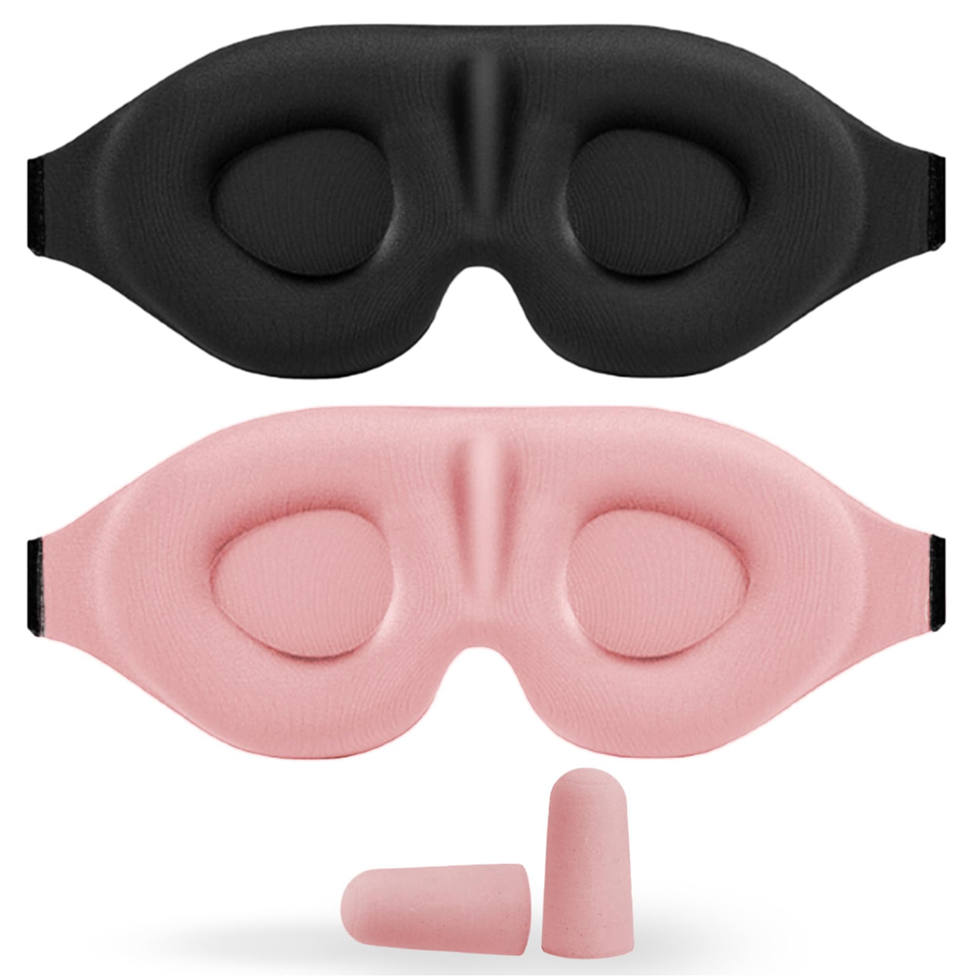 Somniclair Sleep Mask 2Pack 100% Natural Silk Eye Masks with Adjustable Strap 3D Eye Mask for Sleeping Zero Eye Pressure Soft Sleeping Mask for Unisex Eye Shade Cover for Travel (Black & Pink)