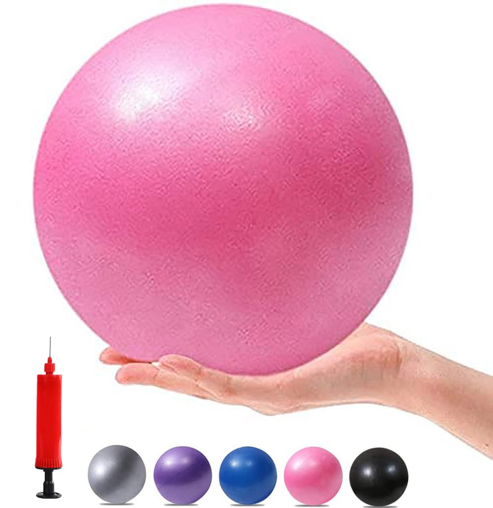 MOMPLUS Small Pilates Ball 6 Inch Exercise Ball for Yoga Classroom Core Ball Barre Ball for Training Physical Therapy Balance Stretching with Pump(Pink 6 Inch)