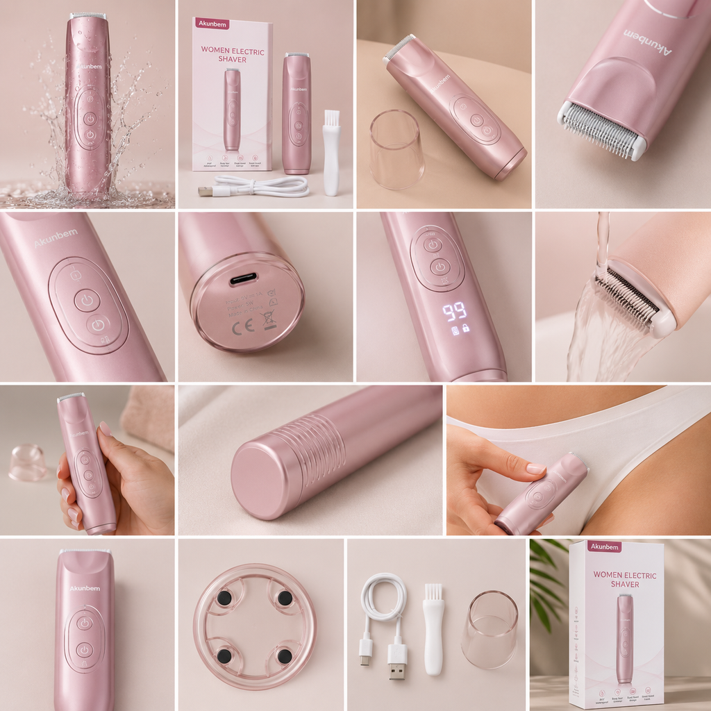 Dual-Head Electric Shaver Painless Women's Epilator Bikini Hair Removal Device Automatic Hair Trimmer Underarm Facial Lips Leg